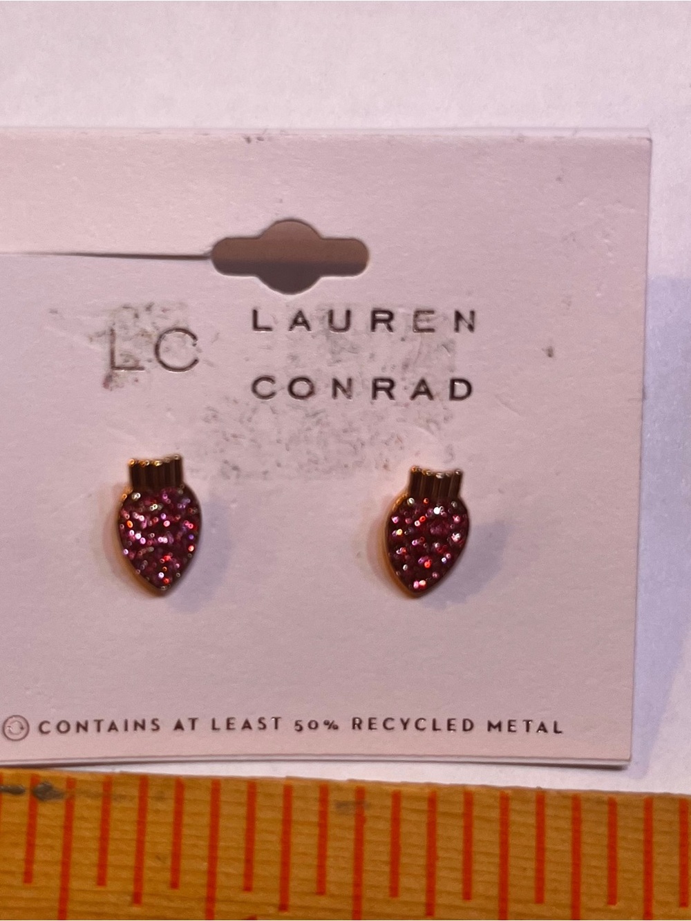 Lauren Conrad Pink Crystal Strawberry Stud Earrings